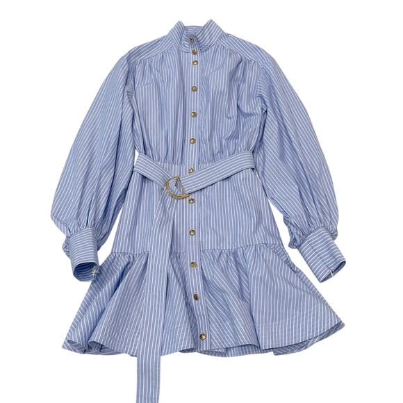 Zimmermann Stripe Utility Belted Long Sleeve Mini Dress - Picture 1 of 5